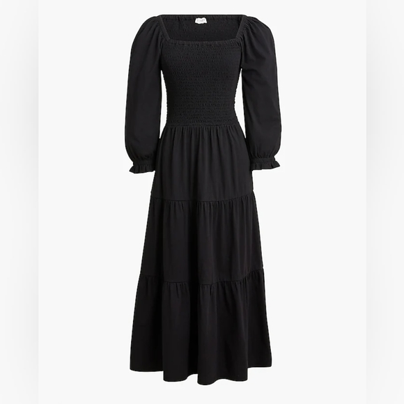 J crew factory tiered smoked midi dress size S black - Picture 5 of 15